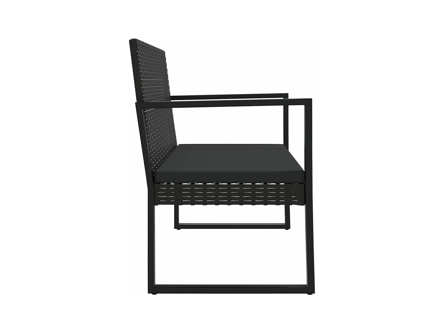 Banc de jardin avec coussins noir 106 cm résine tressée