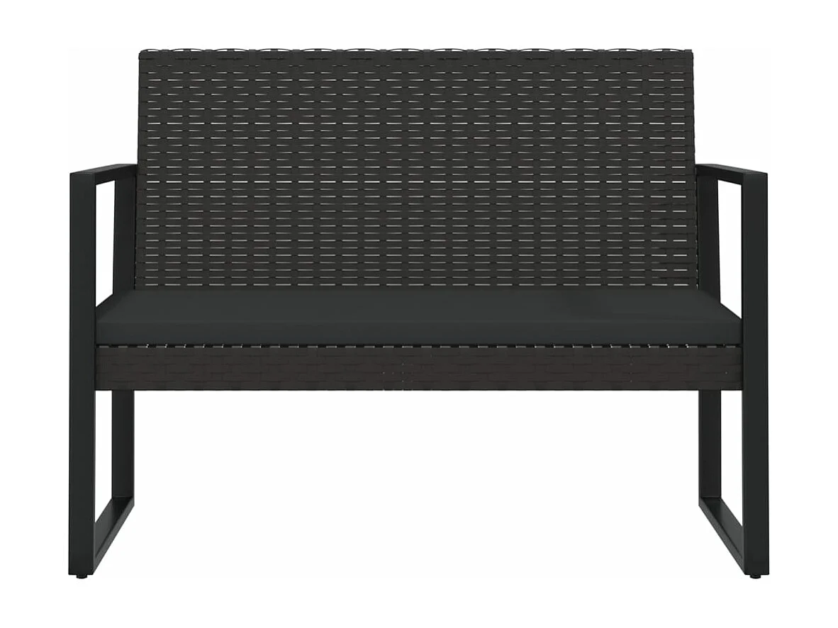 Banc de jardin avec coussins noir 106 cm résine tressée