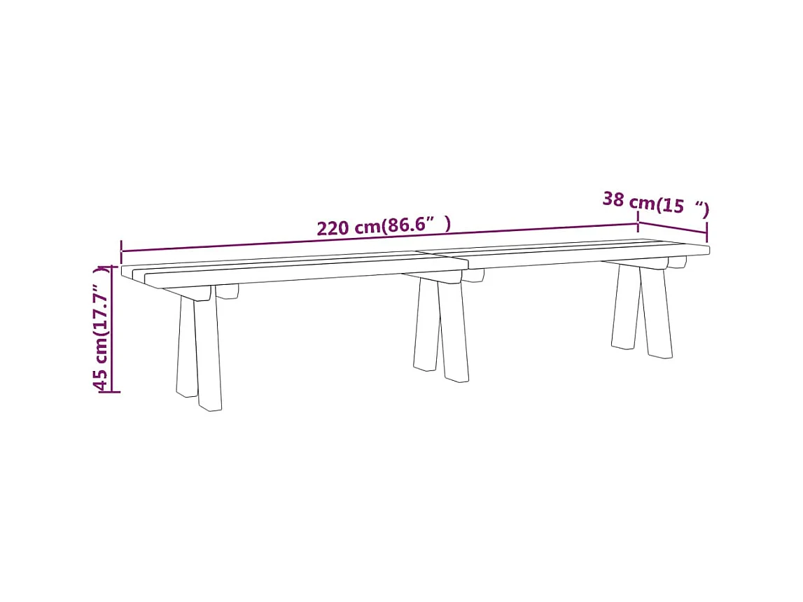 Banc de jardin 220 cm Bois de pin massif imprégné