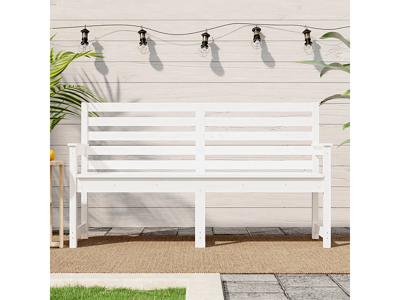 Banc de jardin blanc 159,5x48x91,5 cm bois massif de pin