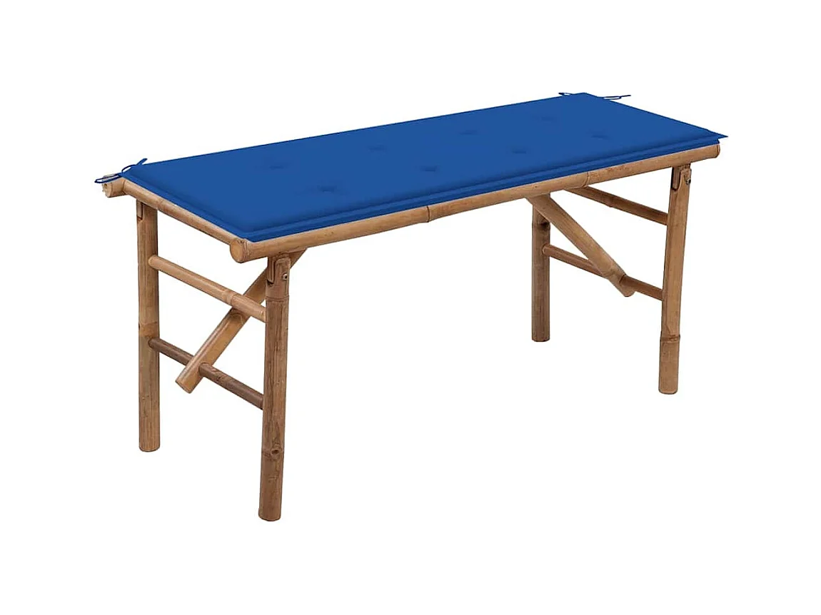 Banco de jardín plegable con cojín bambú 118 cm