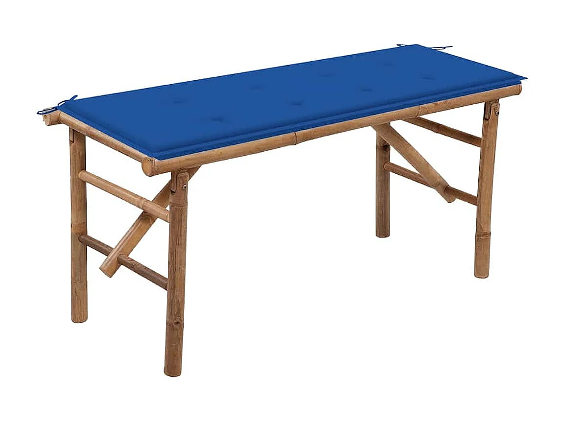 Banc de jardin pliable avec coussin 118 cm Bambou
