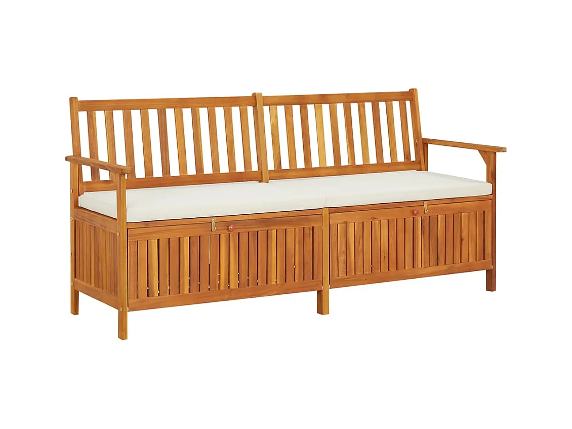 Banco de almacenaje con cojín madera maciza de acacia 170 cm