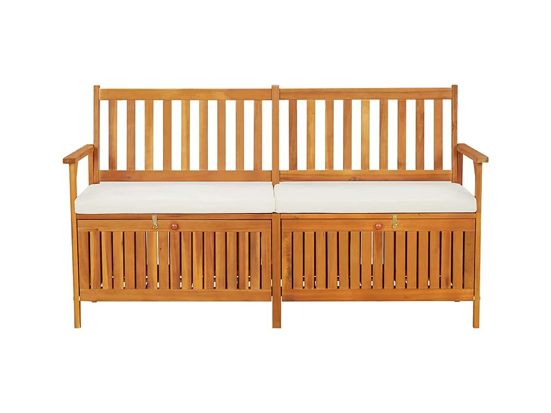 Banco de almacenaje con cojín madera maciza de acacia 170 cm
