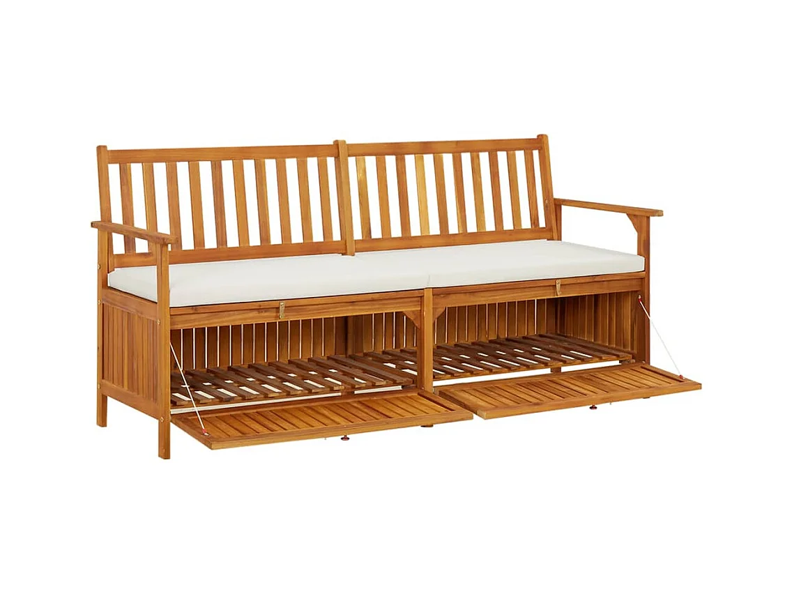 Banco de almacenaje con cojín madera maciza de acacia 170 cm