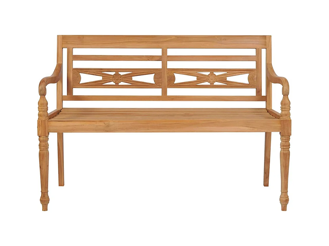 Banc Batavia avec coussin rouge 120 cm Bois de teck massif
