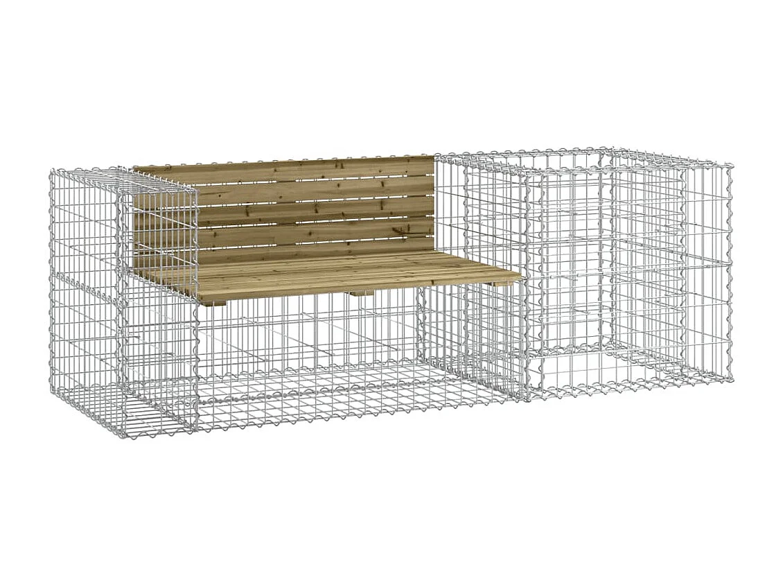 Banc de jardin avec panier en gabion bois de pin imprégné