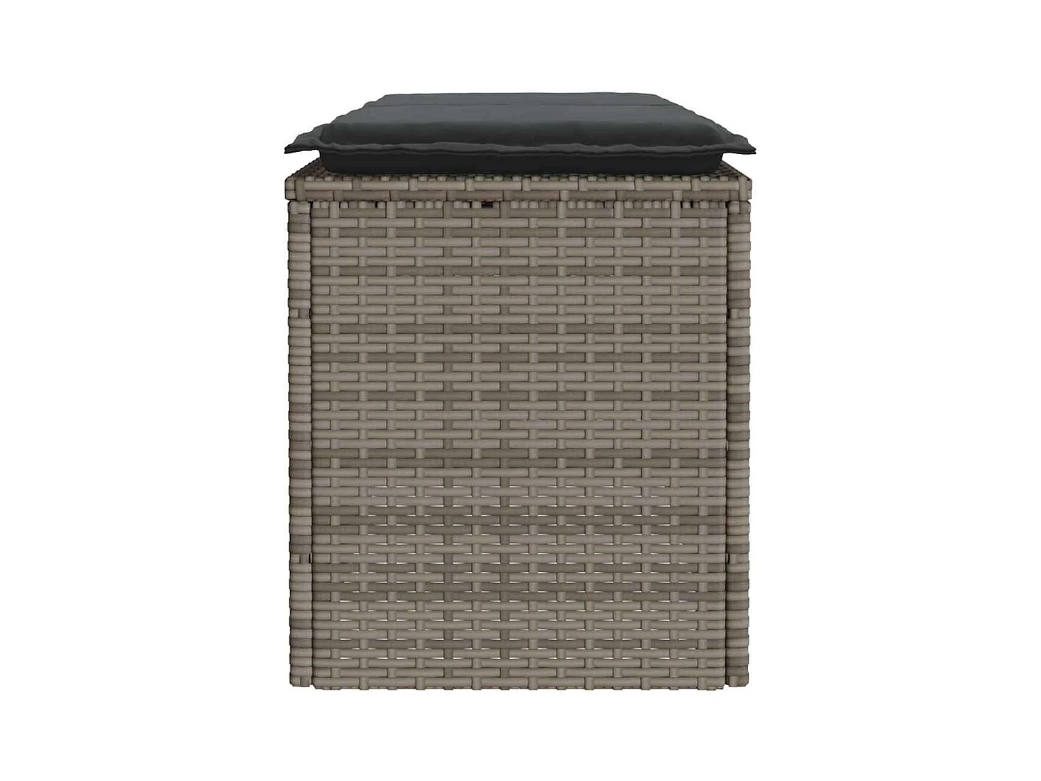 Banco de jardín con cojín ratán sintético gris 110x40x44 cm