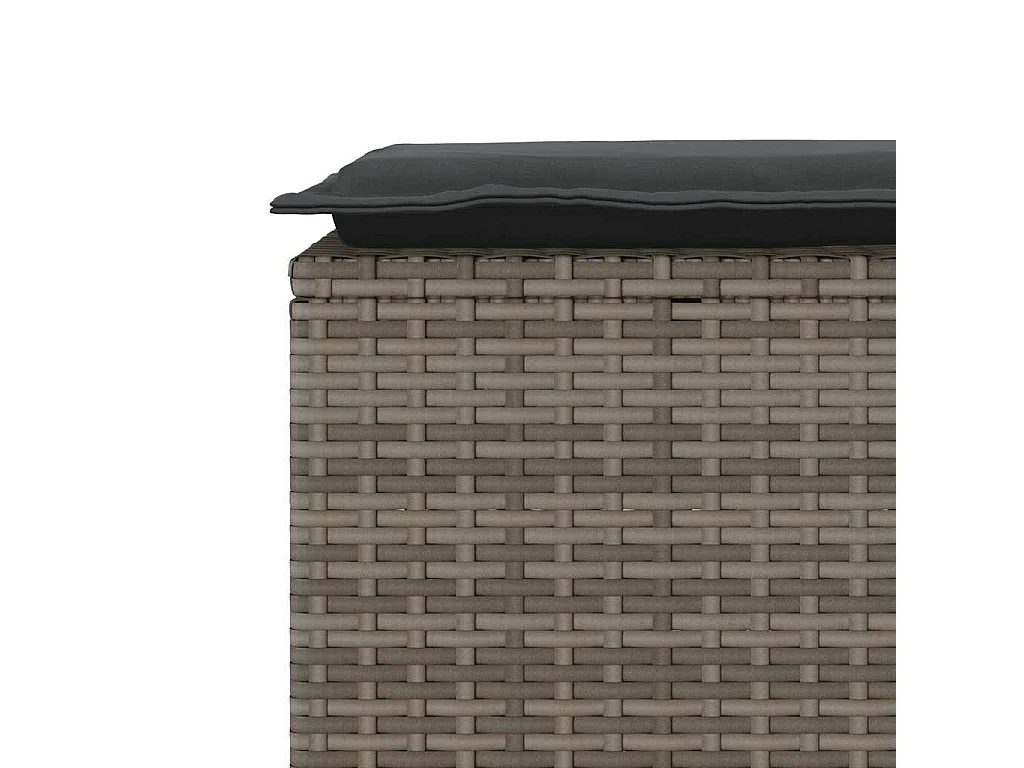 Banc de jardin avec coussin gris 110x40x44 cm résine tressée
