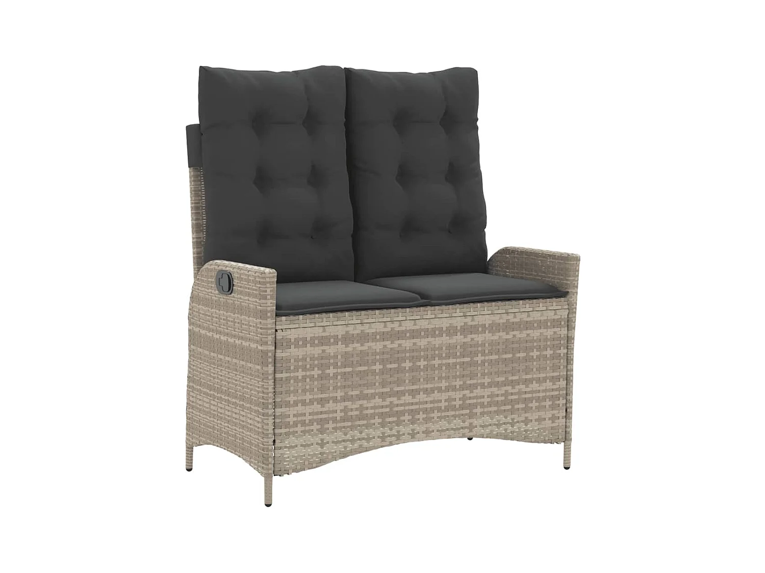 Banc inclinable de jardin et coussins gris clair résine tressée