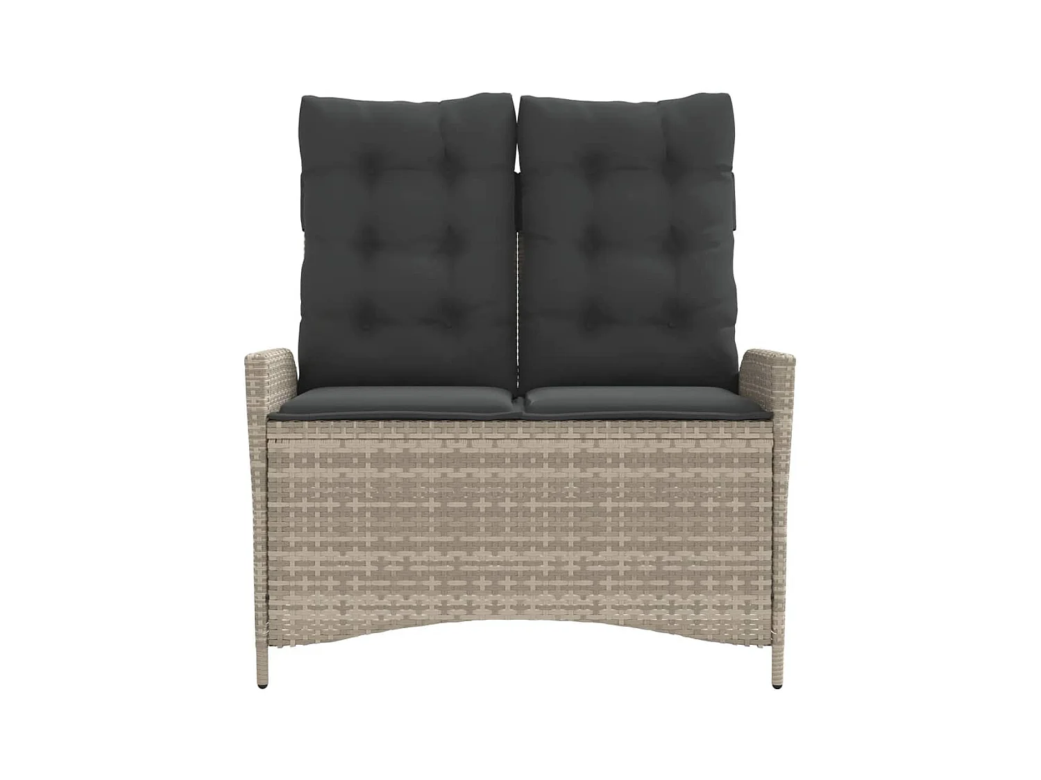 Banc inclinable de jardin et coussins gris clair résine tressée