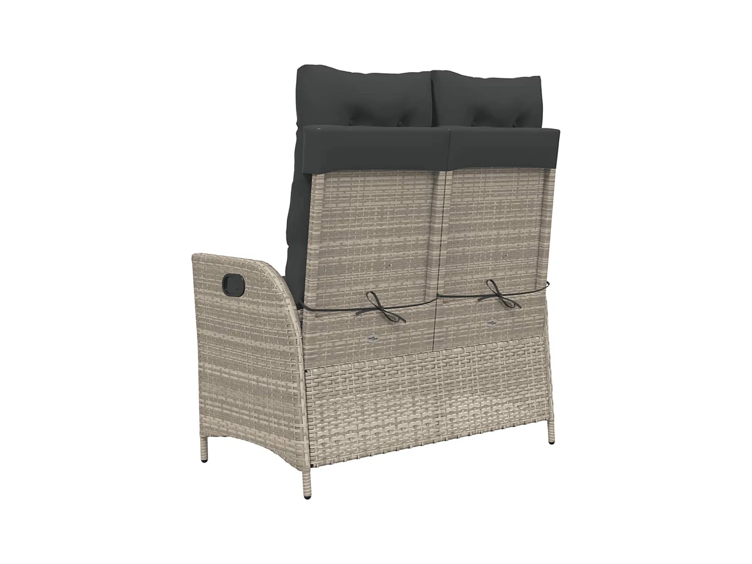 Banc inclinable de jardin et coussins gris clair résine tressée