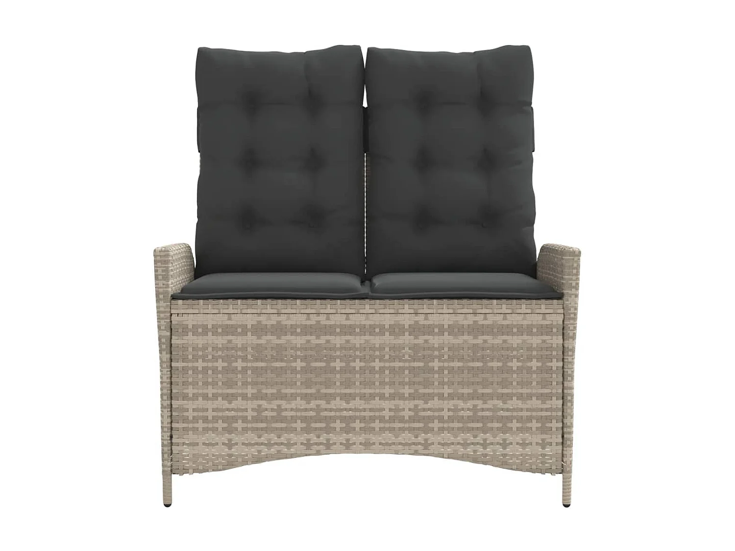 Banc inclinable de jardin et coussins gris clair résine tressée