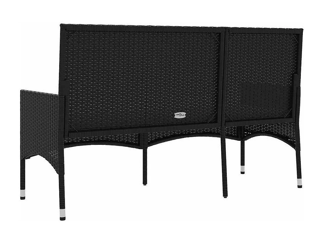 Banc de jardin à 3 places avec coussins Noir Résine tressée
