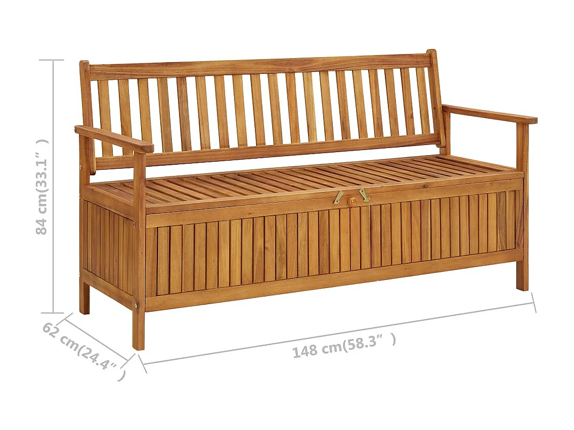 Banco de almacenaje de jardín madera de acacia maciza 148 cm