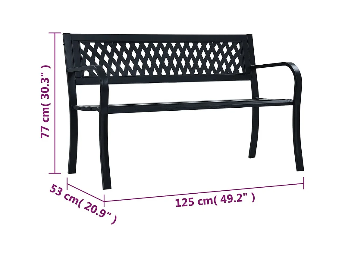Banco de jardín acero negro 125 cm