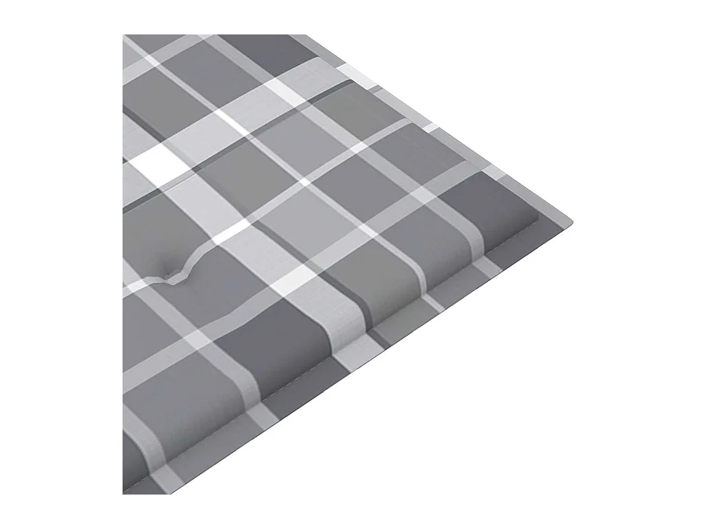 Banc Batavia avec coussin à carreaux gris 120 cm Bois de teck