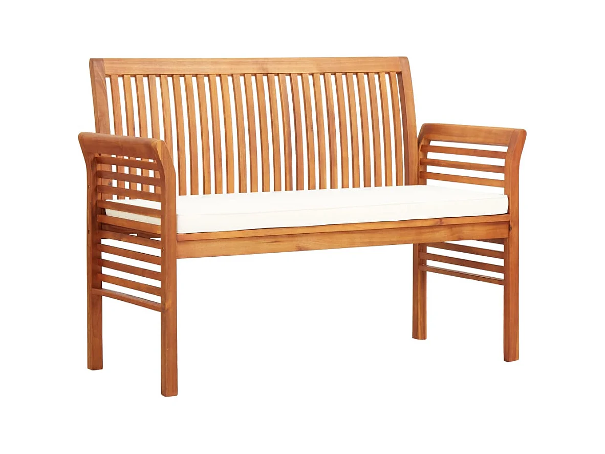 Banc de jardin 2 places avec coussin 120cm Bois d'acacia massif