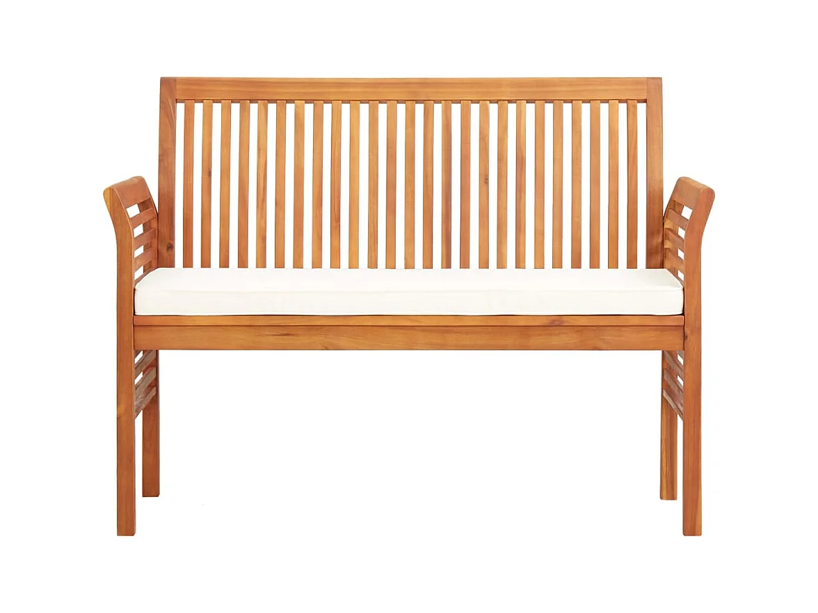 Banc de jardin 2 places avec coussin 120cm Bois d'acacia massif