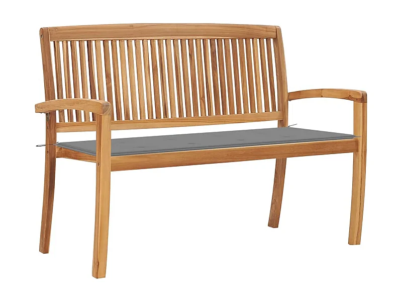 Banco de jardín apilable con cojín madera maciza teca 128,5 cm