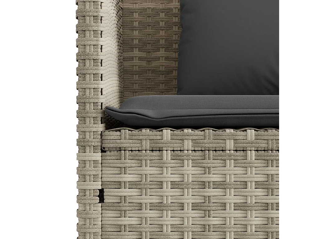 Banc de jardin avec coussins gris clair résine tressée