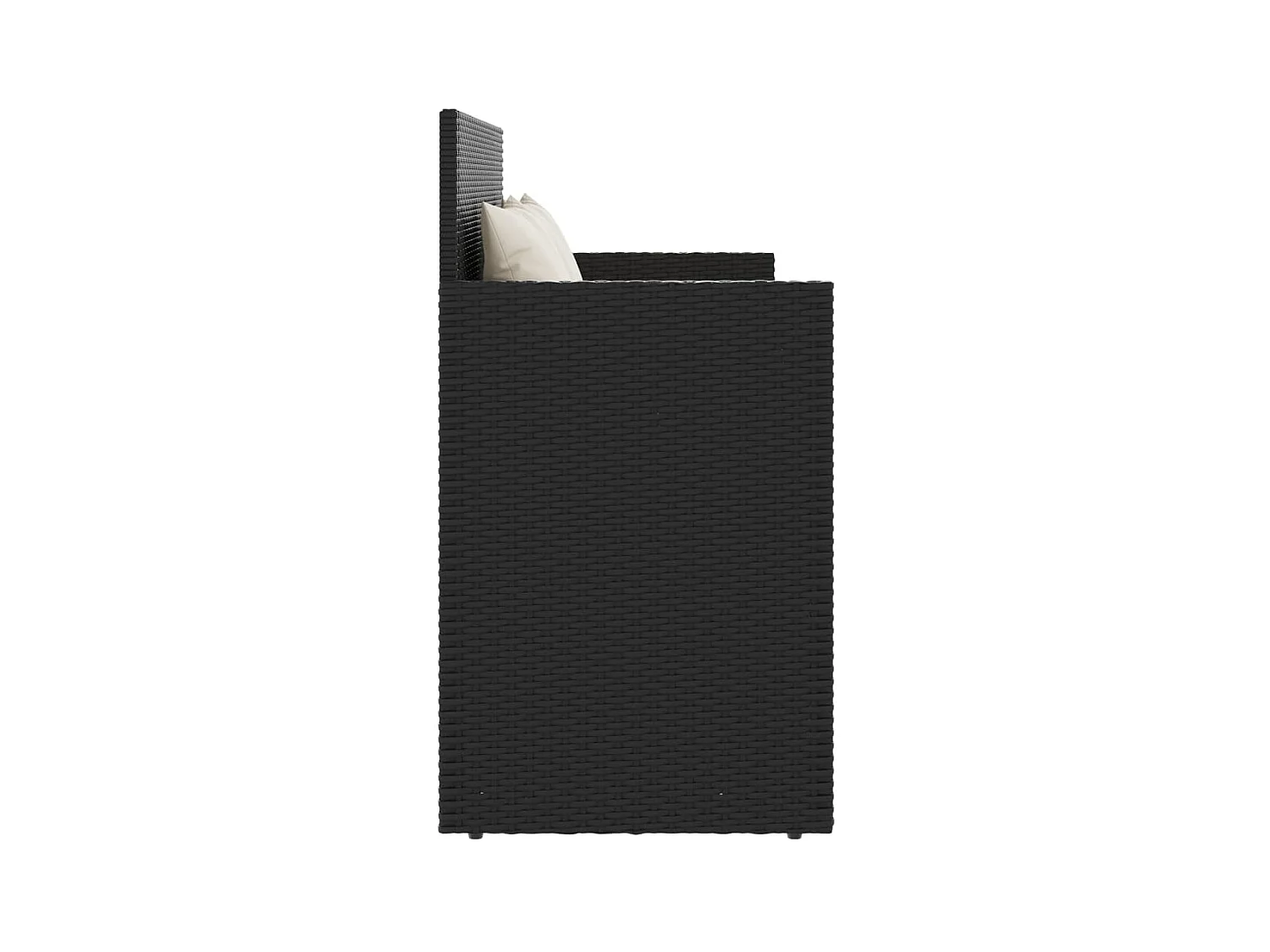 Banco de jardín con cojines ratán sintético negro