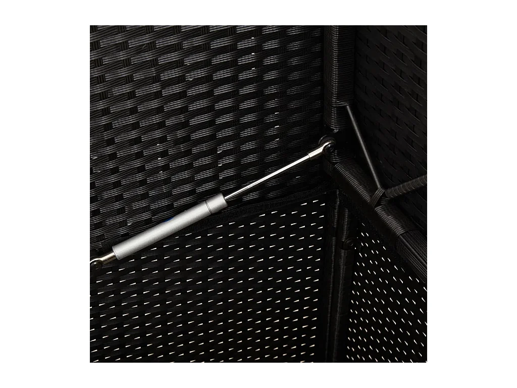 Banco de jardín con cojines ratán sintético negro