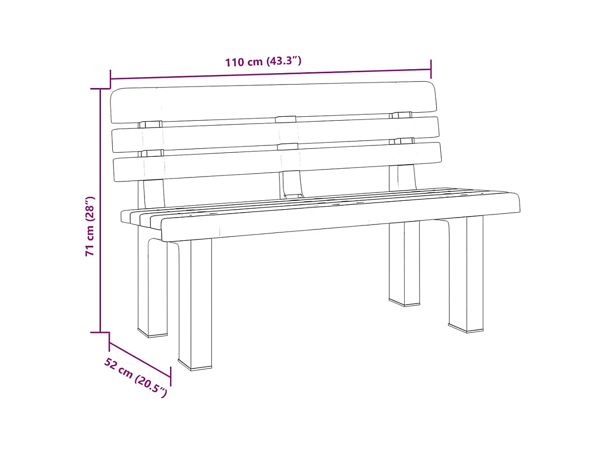 Banco de jardín polipropileno verde 110x52x71 cm