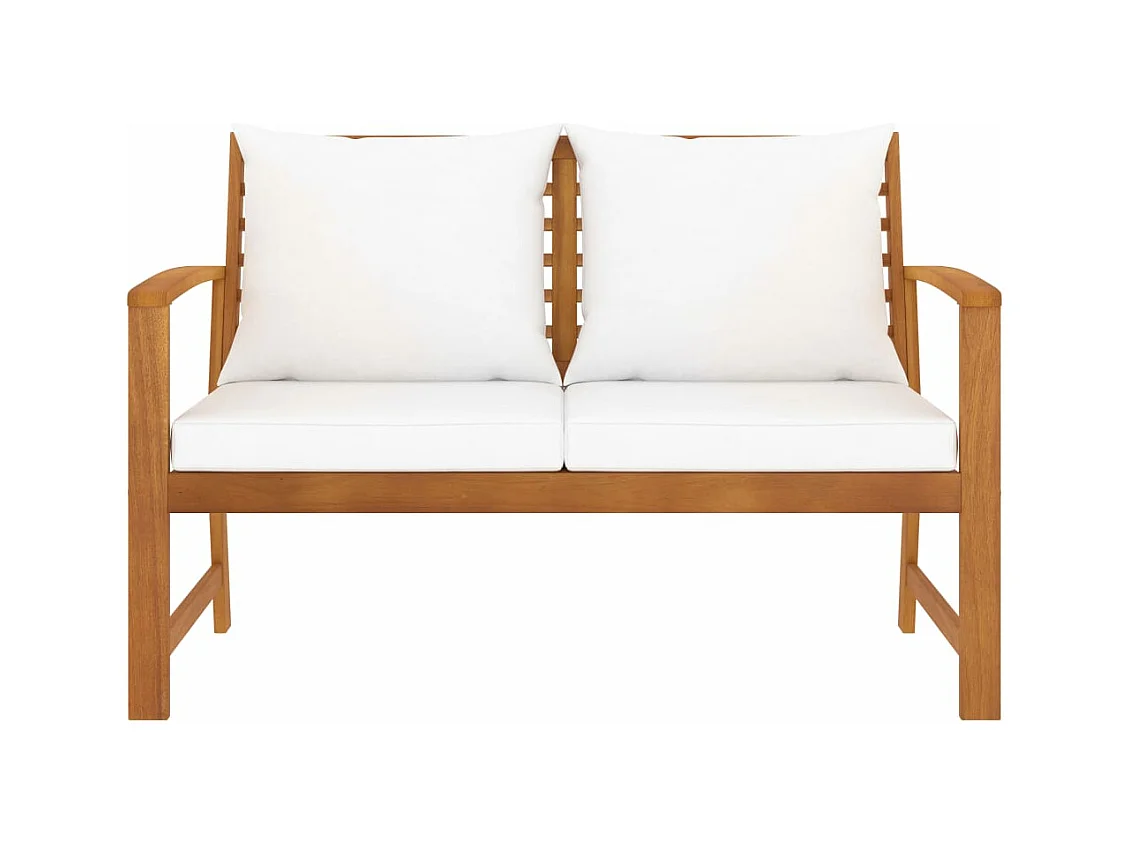 Banc de jardin avec coussin crème 120 cm Bois solide d'acacia