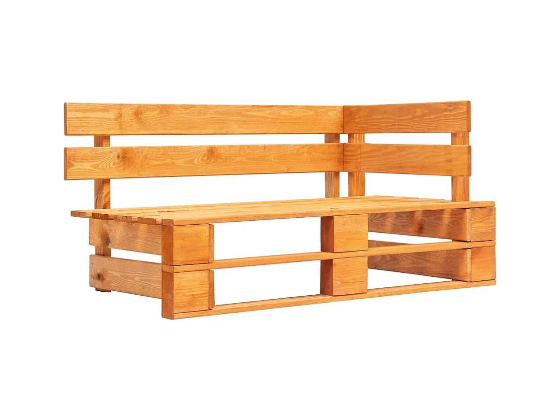Banc d'angle palette de jardin bois marron miel