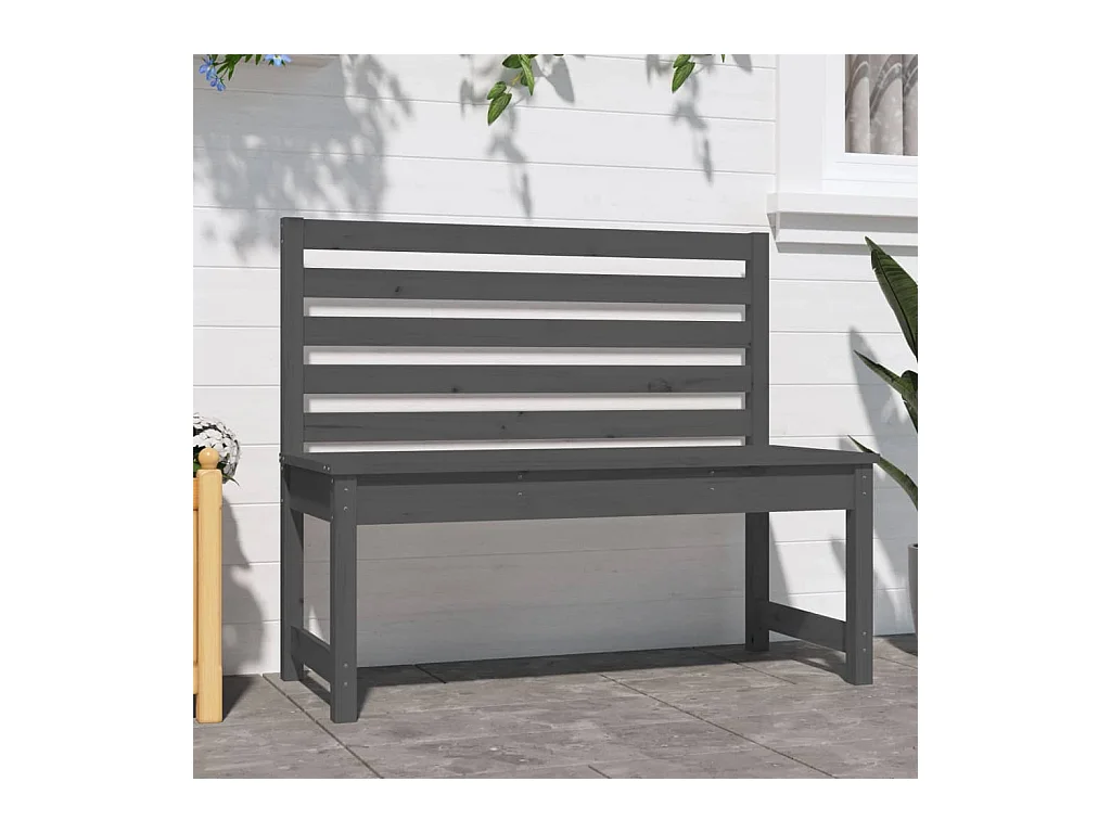 Banco de jardín madera maciza de pino gris 109 cm