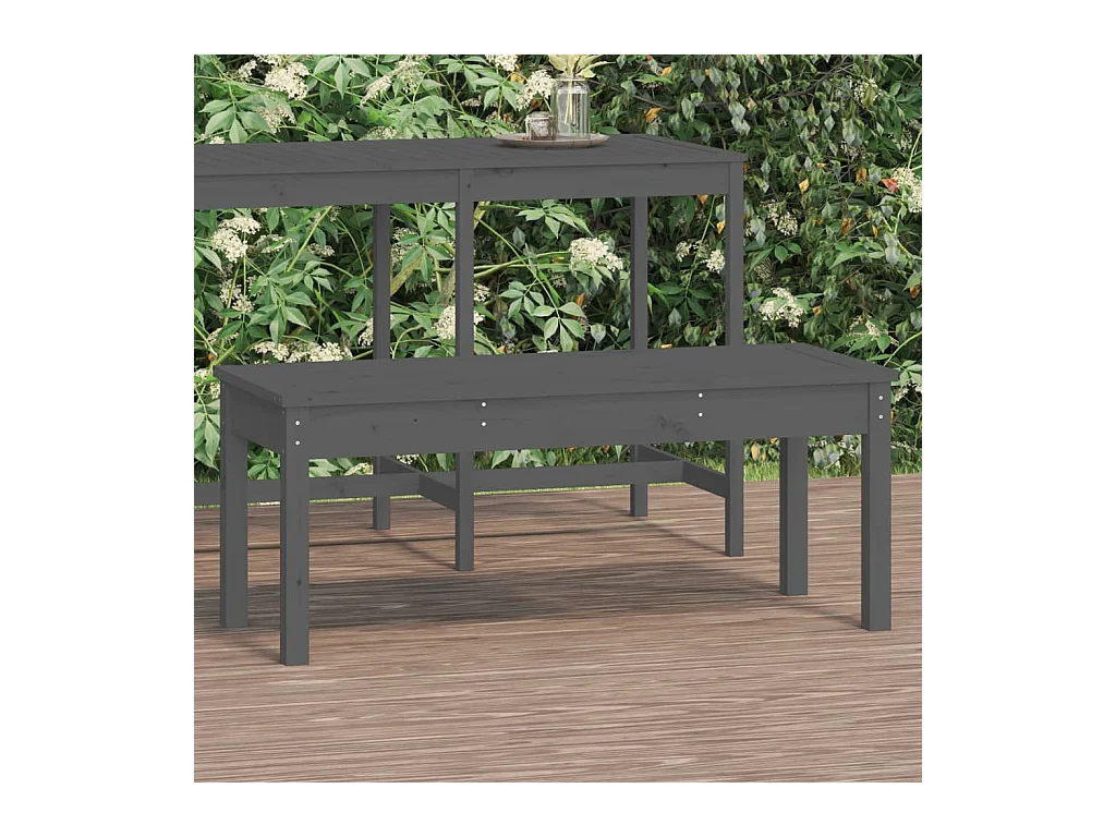Banco de jardín madera maciza de pino gris 109x44x45 cm
