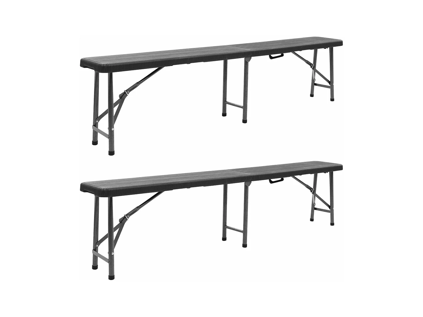 Tuinbanken inklapbaar 2 st 180 cm HDPE zwart