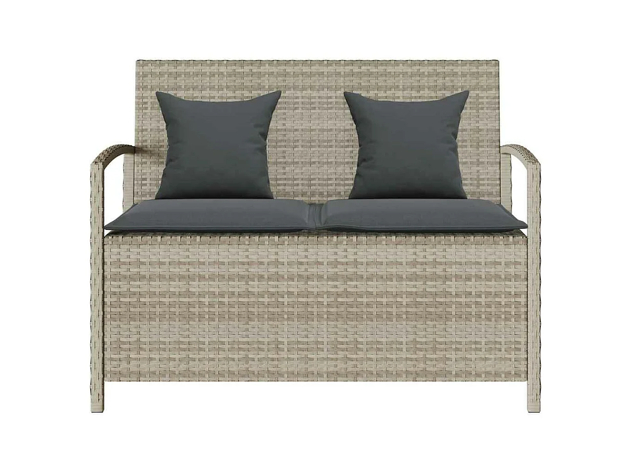 Banco de jardín con almacenaje y cojín gris claro