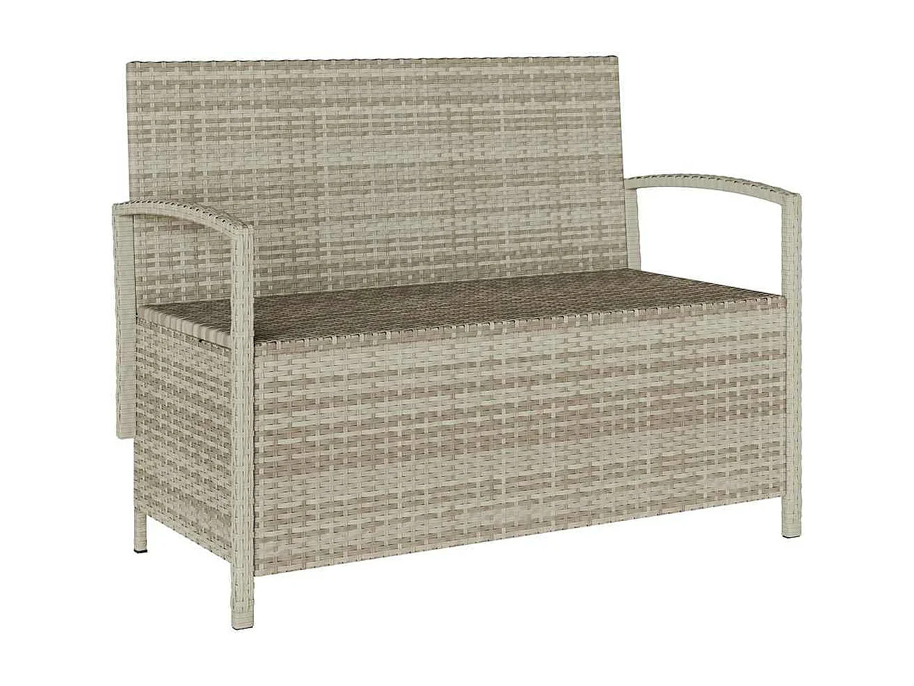 Banc de rangement de jardin avec coussin gris clair polyrotin