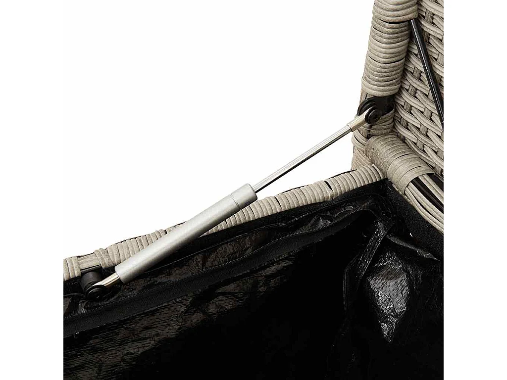 Banc de rangement de jardin avec coussin gris clair polyrotin