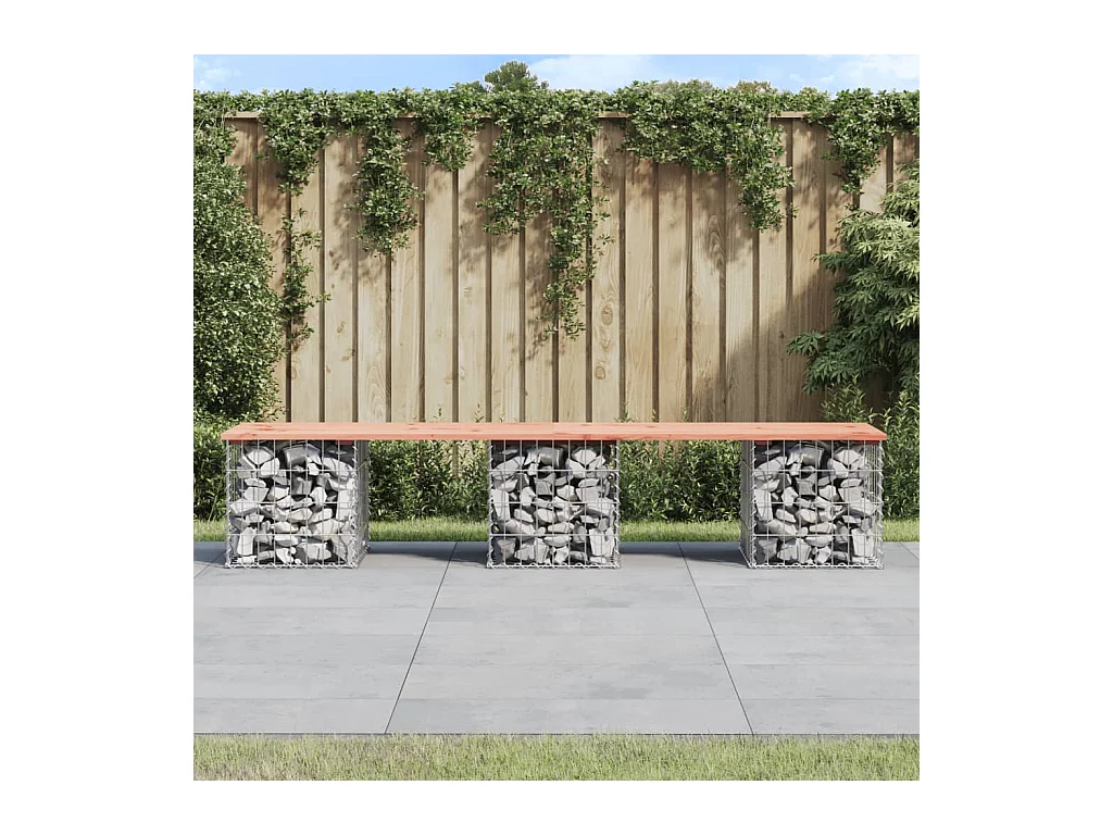 Banc de jardin design gabion 203x44x42cm bois massif de douglas