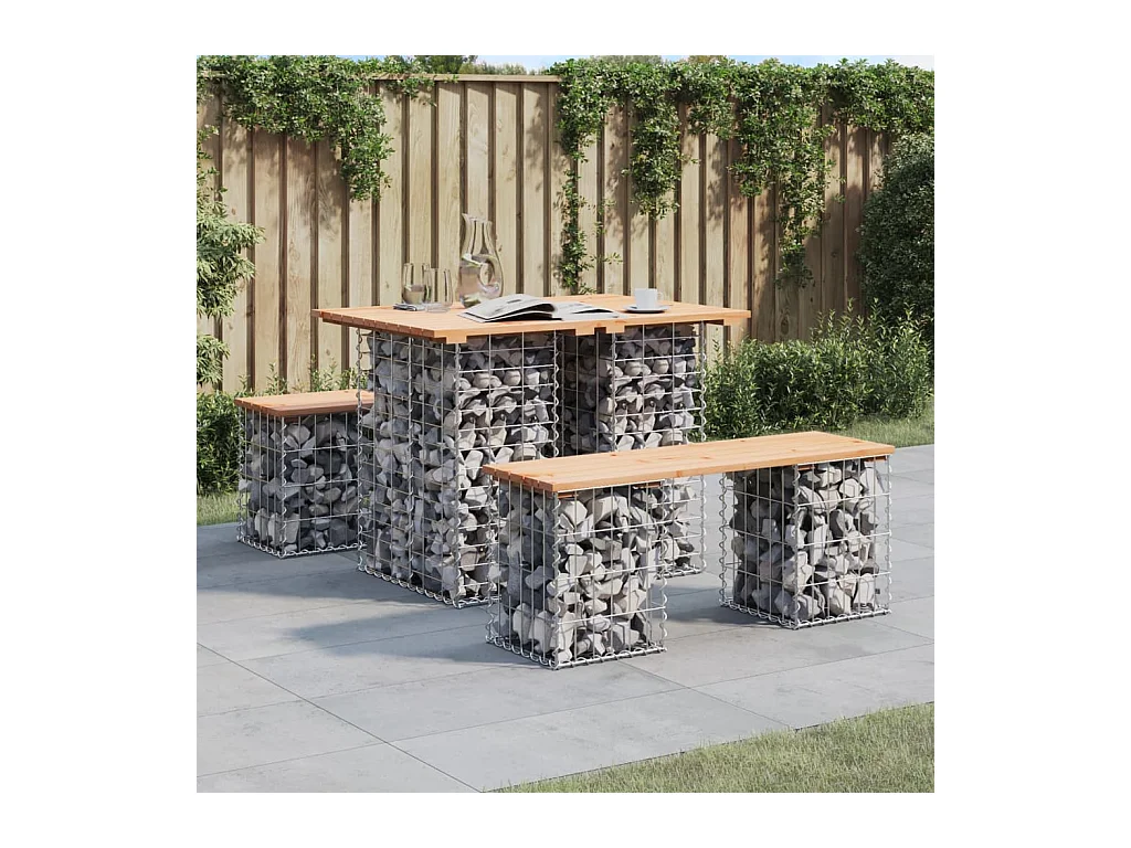 Banc de jardin design de gabion 100x70x72 cm bois massif de pin