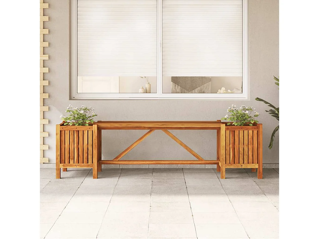 Banc de jardin avec 2 jardinières 150x30x40 cm Bois d'acacia