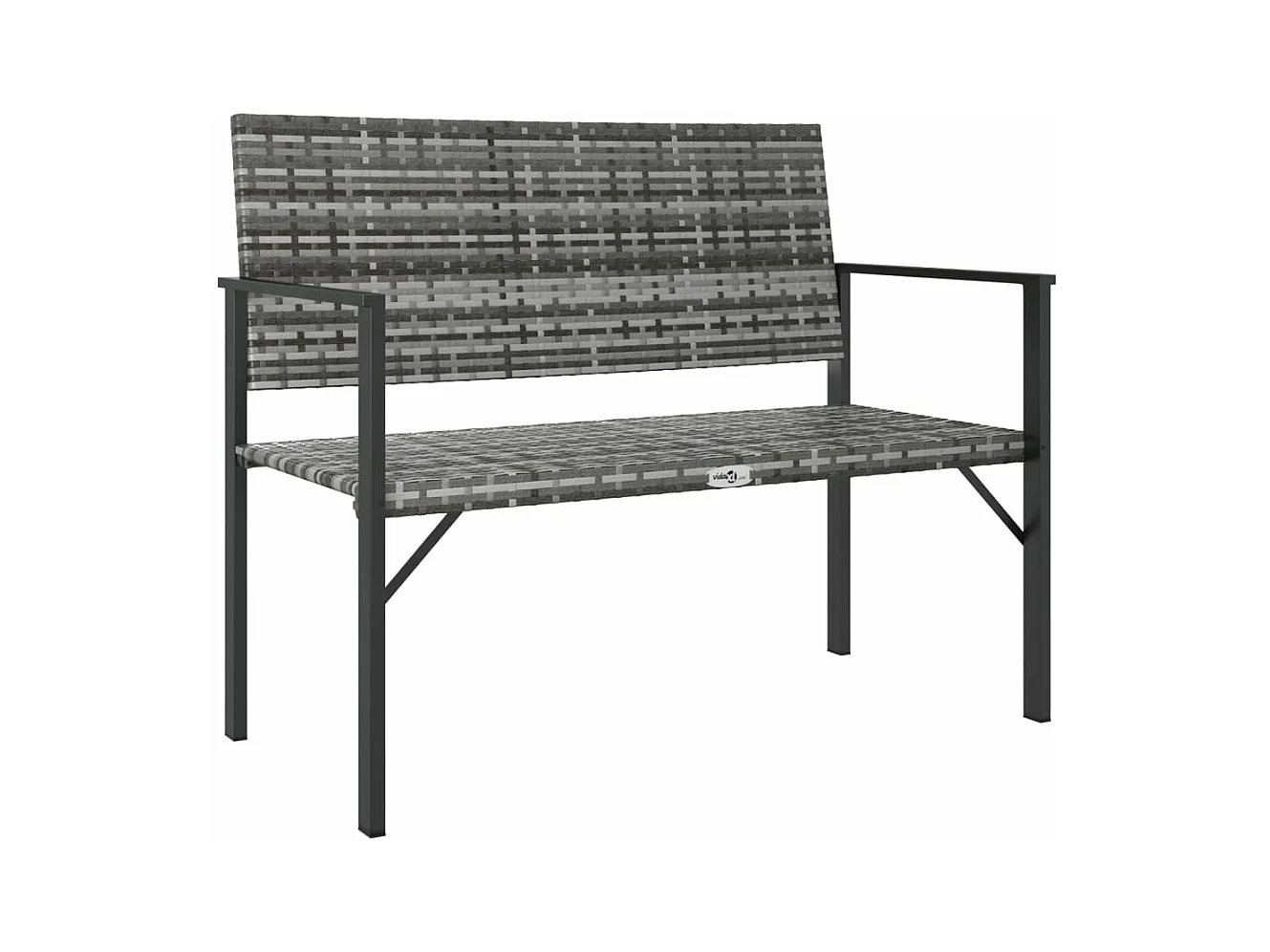Banco de jardín de 2 plazas ratán sintético gris
