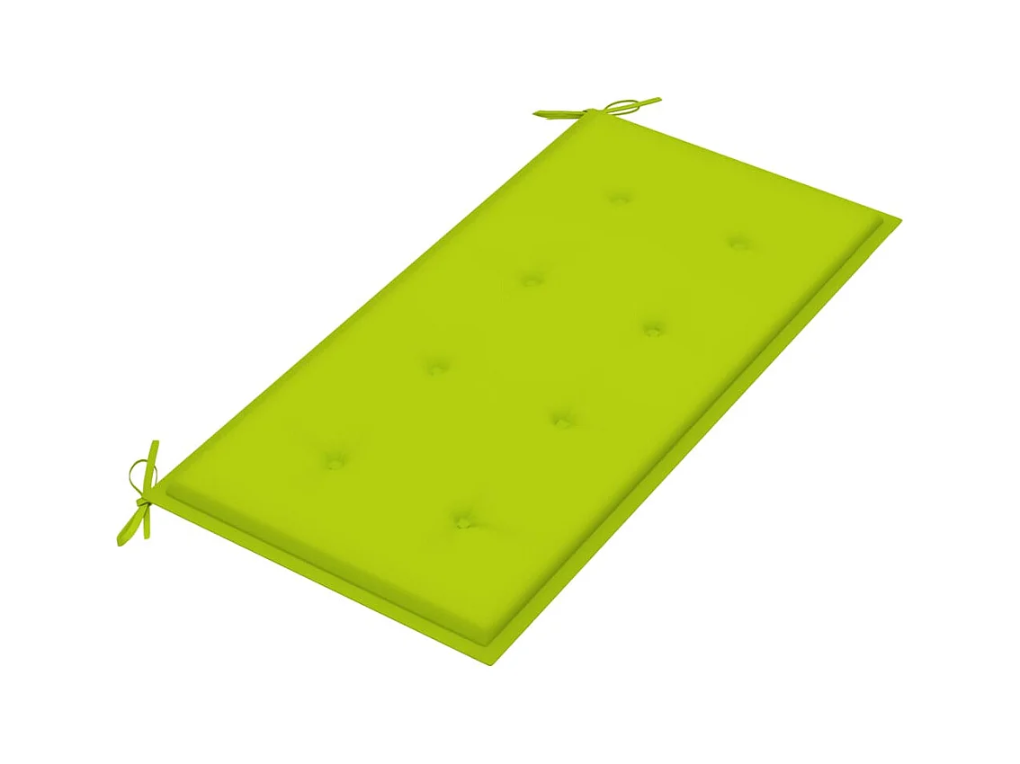 Banc de jardin avec coussin vert vif 112 cm Bois de teck massif