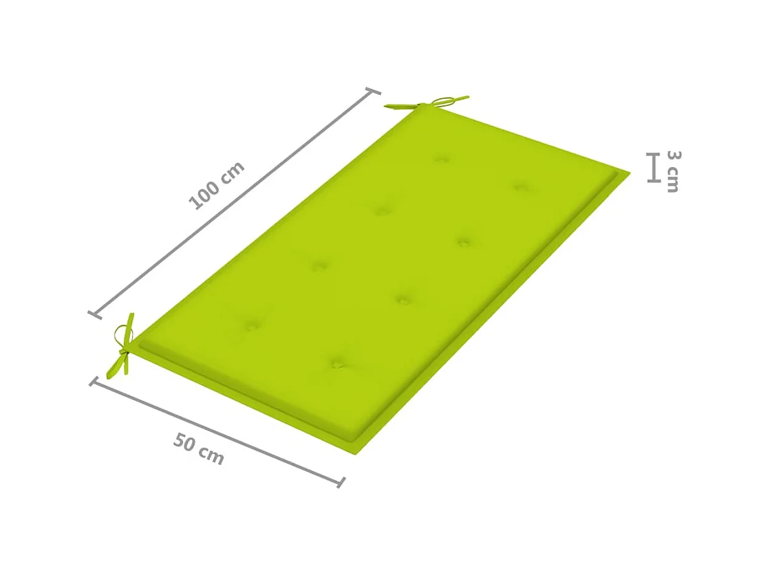 Banc de jardin avec coussin vert vif 112 cm Bois de teck massif