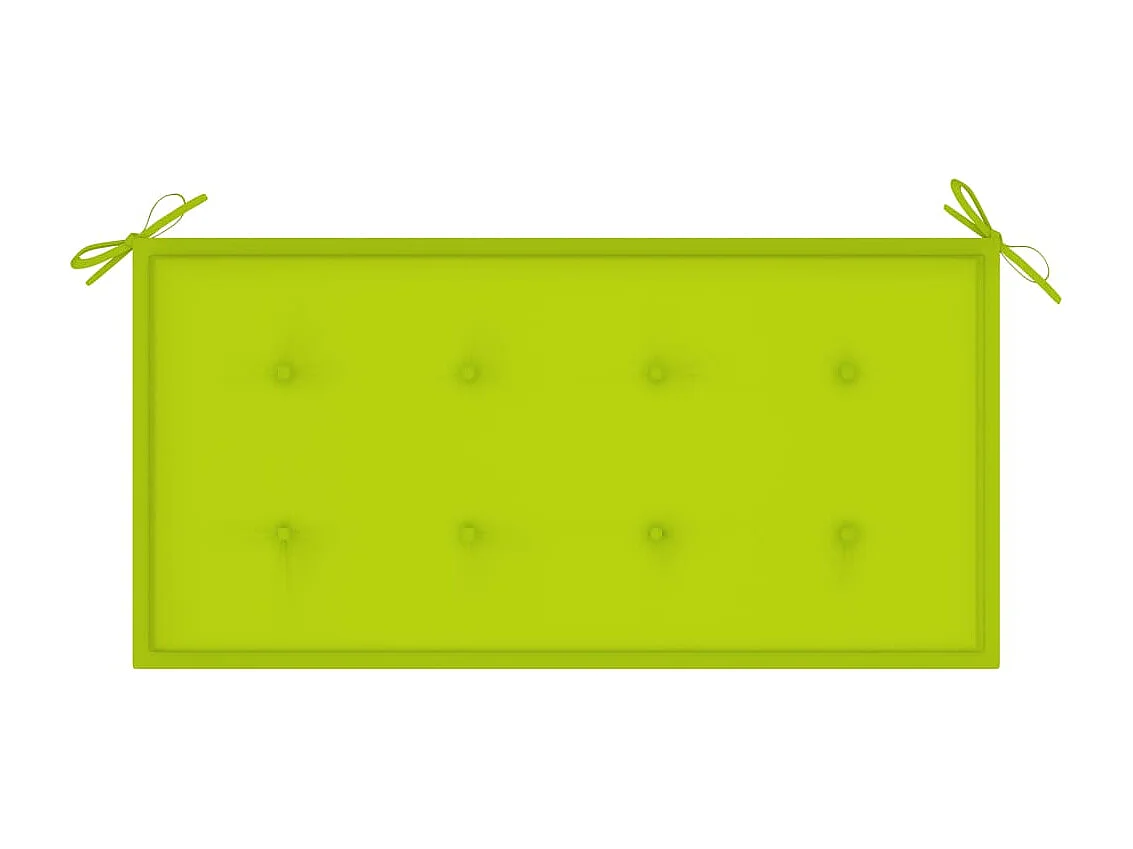 Banco de jardín madera de teca con cojín verde brillante 112 cm