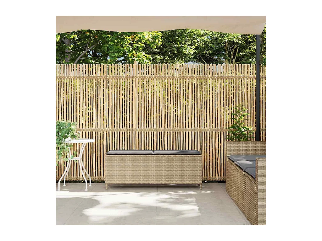 Banc de jardin avec coussin beige 110x30x40,5 cm résine tressée