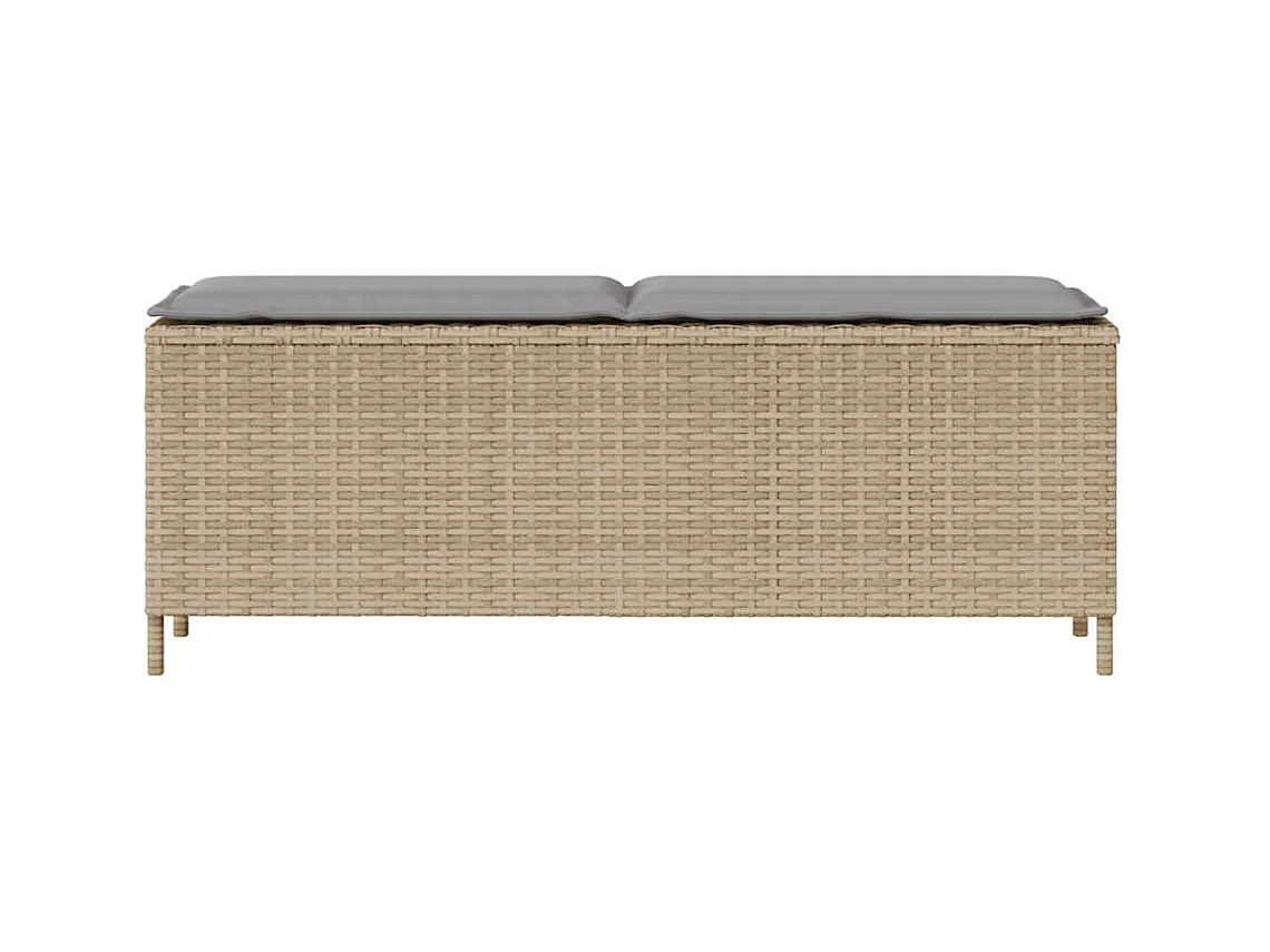 Banc de jardin avec coussin beige 110x30x40,5 cm résine tressée