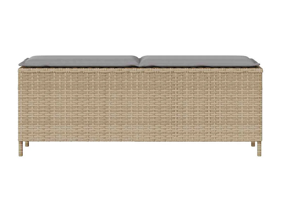 Banco de jardín con cojín beige110x30x40,5 cm ratán sintético