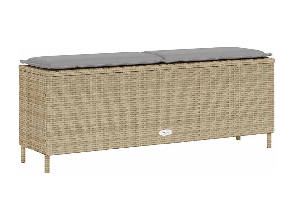 Banco de jardín con cojín beige110x30x40,5 cm ratán sintético