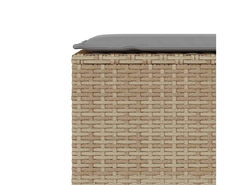 Banco de jardín con cojín beige110x30x40,5 cm ratán sintético