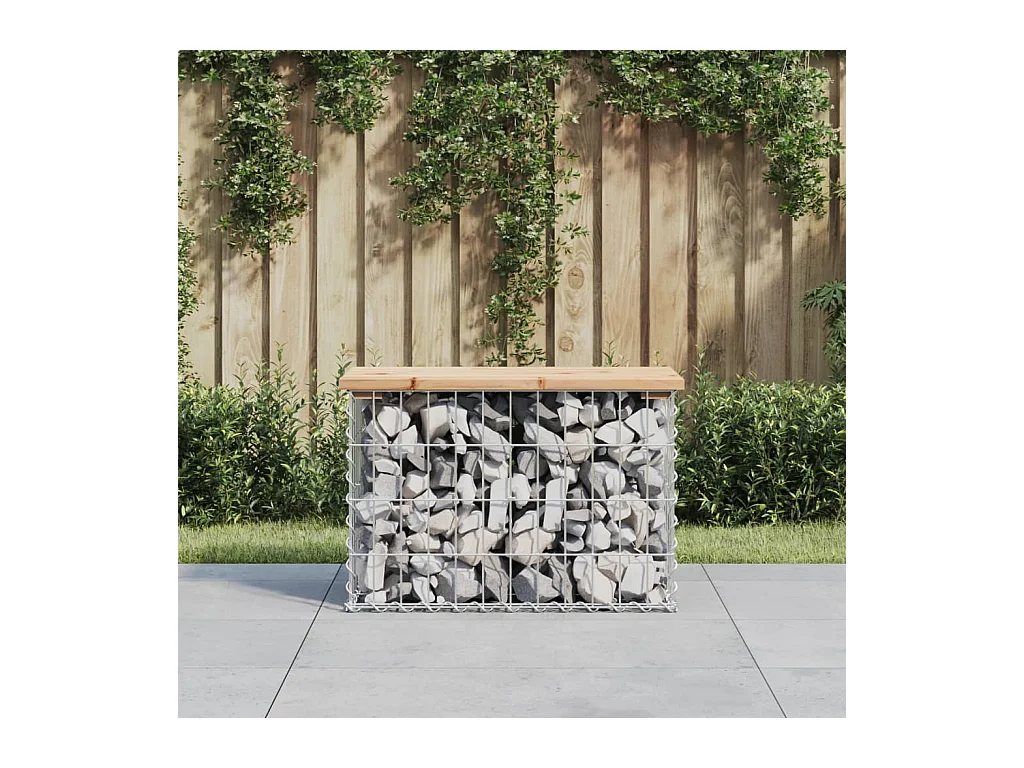 Banco de jardim com design gabião 63x31,5x42 cm pinho maciço