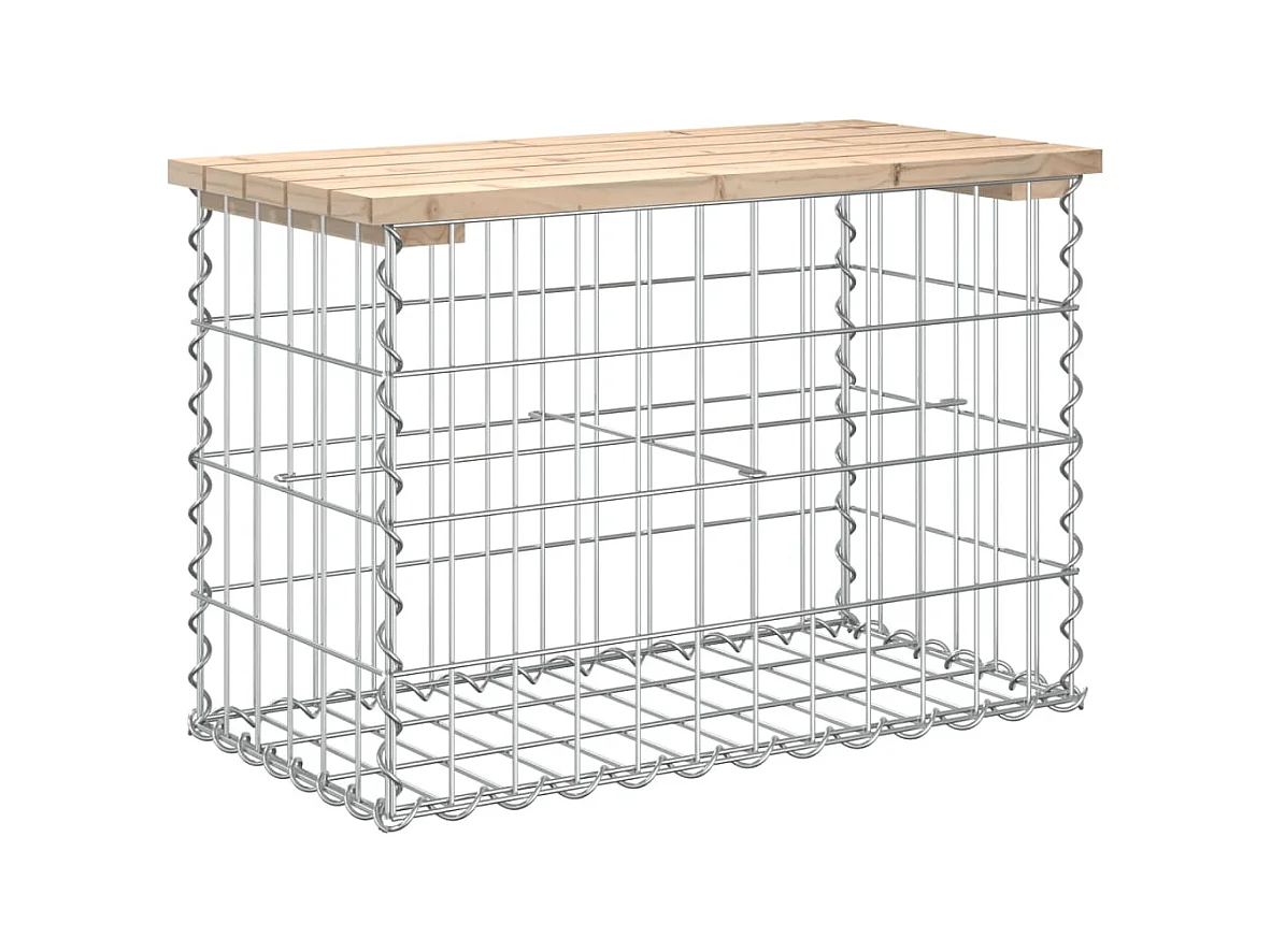 Banco de jardim com design gabião 63x31,5x42 cm pinho maciço